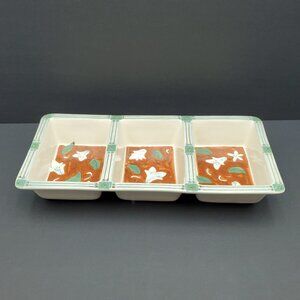 Pfaltzgraff Mission Flower Divided Serving Dish 3 Part Relish Dish